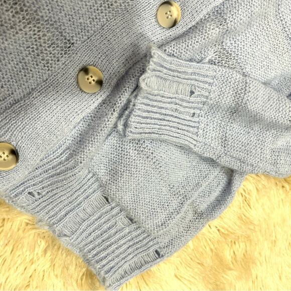 Urban Outfitters Lightweight Light blue oversized cardigan Size XS New - Picture 3 of 9
